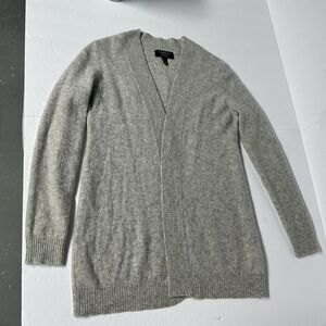 CHARTER CLUB LUXURY GRAY 100% CASHMERE COMFY SHAWL COLLAR OPEN FRONT CARDIGAN S